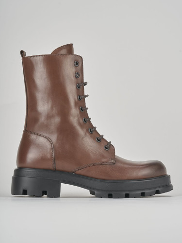 Combat boots heel 3 cm brown leather