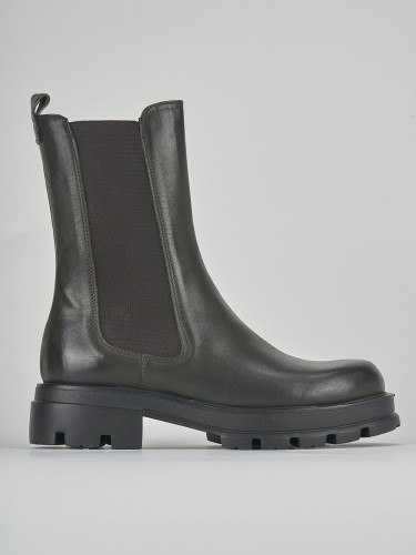 Low heel ankle boots heel 2 cm green leather