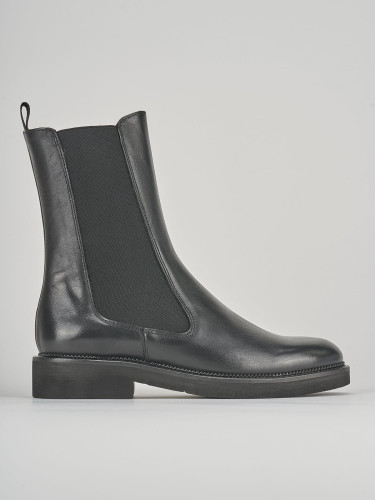 Botines de tacón bajo tacón 2 cm negro cuero