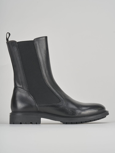 Botines de tacón bajo tacón 3 cm negro cuero