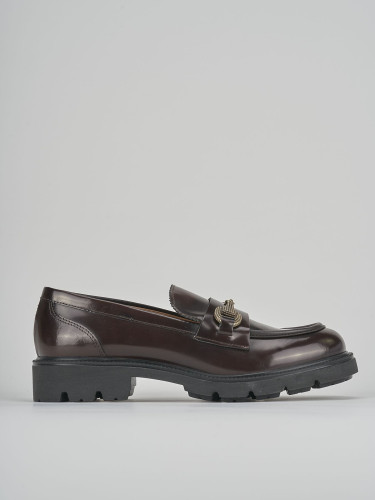 Mocasines tacón 2 cm marrón oscuro cuero