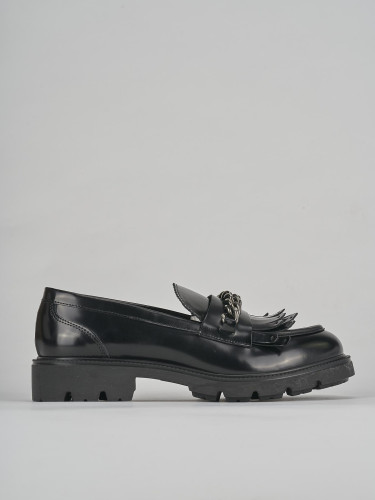Mocasines tacón 3 cm negro cuero
