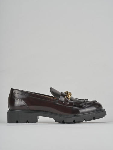 Mocasines tacón 3 cm marrón oscuro cuero