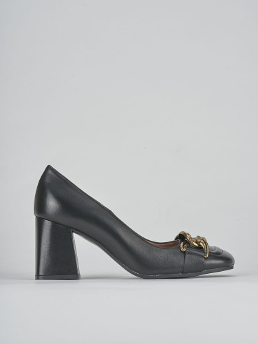 Zapatos de salón tacón 8 cm negro cuero