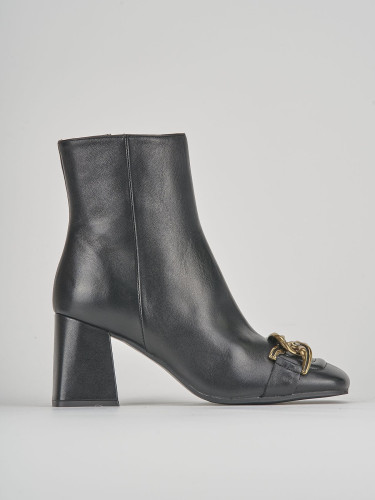 Botines de tacón alto tacón 8 cm negro cuero