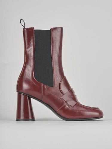 High heel ankle boots heel 7 cm bordeaux leather