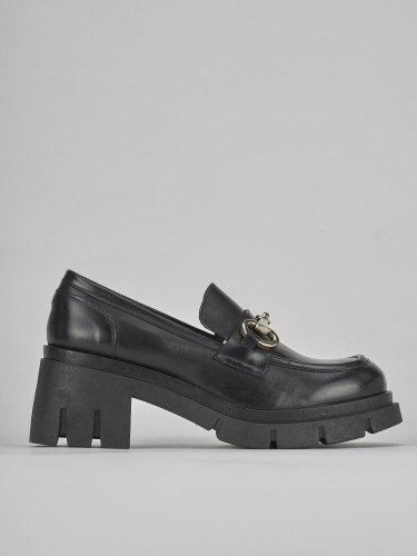 Mocassini tacco 5cm pelle nero