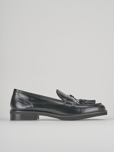 Mocasines tacón 2 cm negro cuero