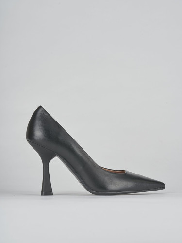 Zapatos de salón tacón 9 cm negro cuero