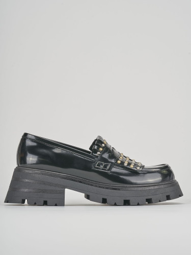 Mocasines tacón 2 cm negro cuero