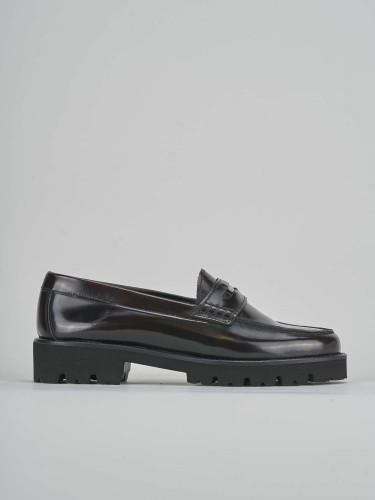 Mocasines tacón 1 cm burdeos cuero