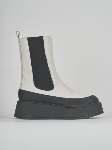 Botines de tacón bajo tacón 1 cm blanco cuero