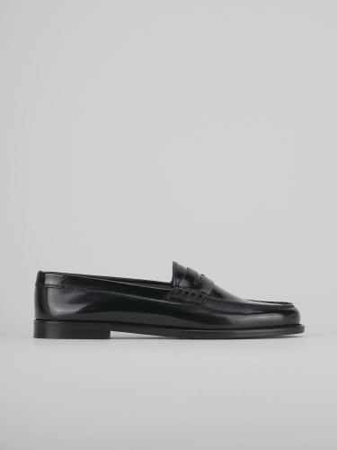 Mocasines tacón 1 cm negro cuero