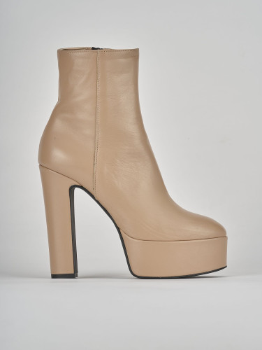 Stivaletti tacco 13cm pelle beige