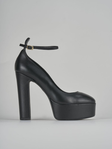 Zapatos de salón tacón 13 cm negro cuero