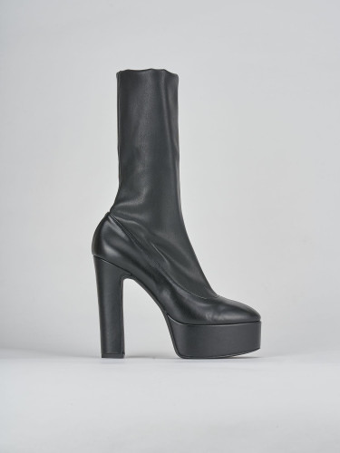 Botines de tacón alto tacón 13 cm negro cuero