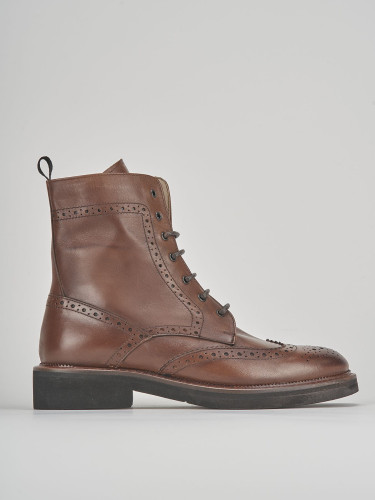 Combat boots heel 2 cm brown leather