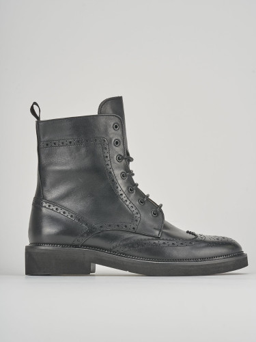 Combat boots heel 2 cm black leather