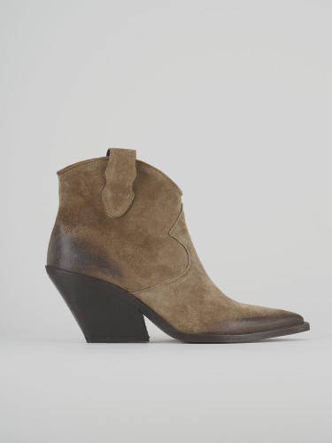 High heel ankle boots heel 7 cm beige suede