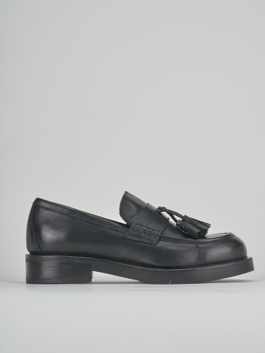 Mocasines tacón 1 cm negro cuero