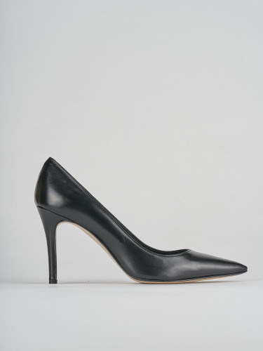 Zapatos de salón tacón 9 cm negro cuero