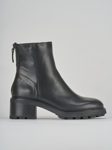 Botines de tacón alto tacón 5 cm negro cuero