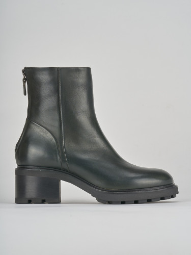 Botines de tacón alto tacón 5 cm verde cuero
