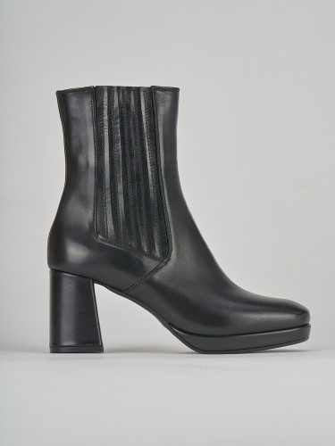 Botines de tacón alto tacón 8 cm negro cuero