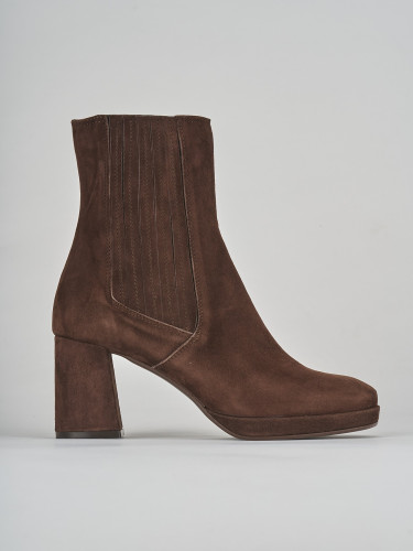 Botines de tacón alto tacón 8 cm marrón oscuro ante