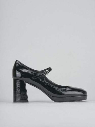 Zapatos de salón tacón 8 cm negro cuero