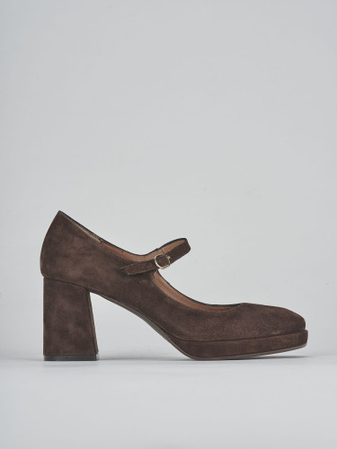 Décolleté tacco 8cm camoscio testa