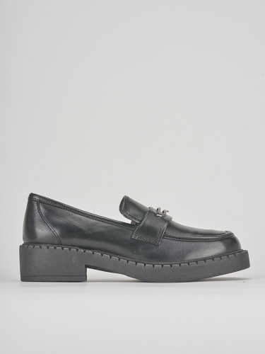 Mocasines tacón 3 cm negro cuero