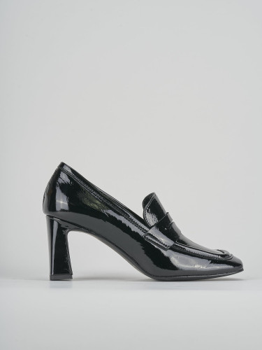 Mocasines tacón 6 cm negro cuero