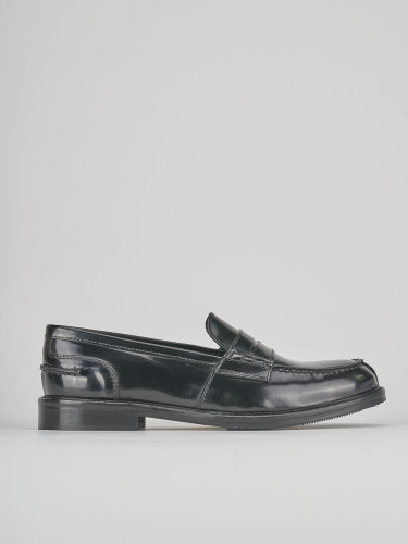 Mocasines tacón 1 cm negro cuero