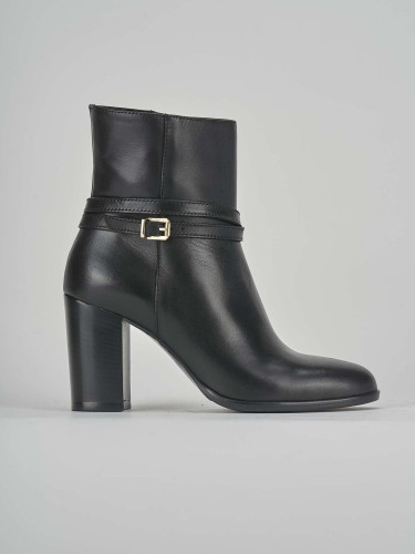 Botines de tacón alto tacón 6 cm negro cuero