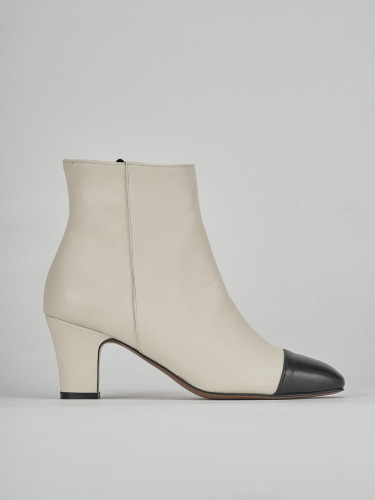Botines de tacón alto tacón 6 cm blanco cuero