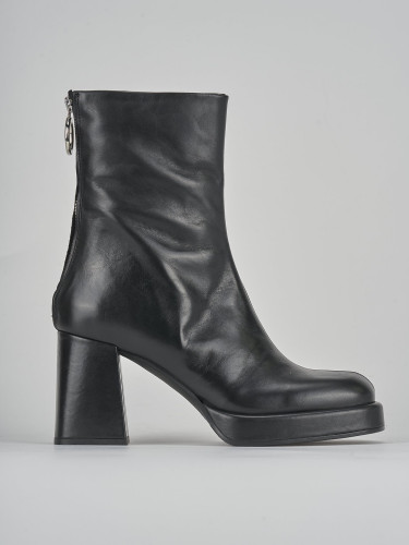 Botines de tacón alto tacón 6 cm negro cuero