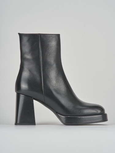 Botines de tacón alto tacón 8 cm negro cuero