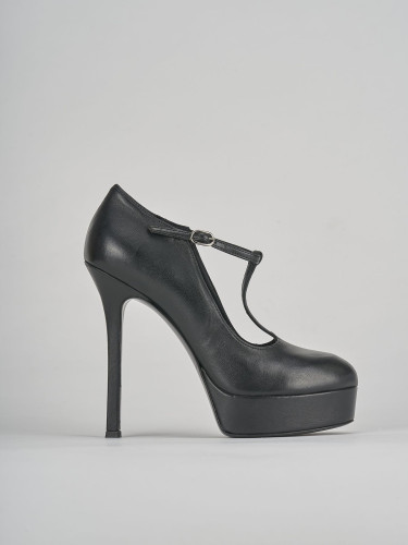 Zapatos de salón tacón 13 cm negro cuero