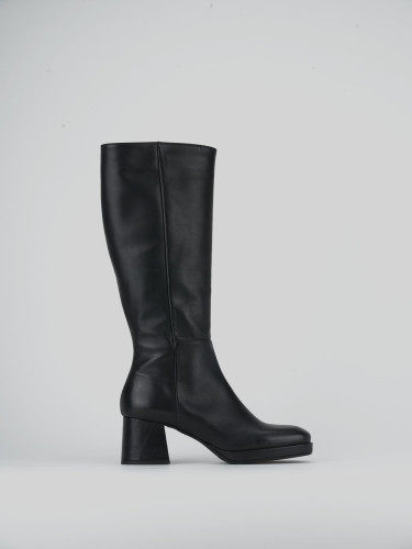 Botas de tacón alto tacón 7 cm negro cuero