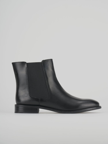 Botines de tacón bajo tacón 1 cm negro cuero