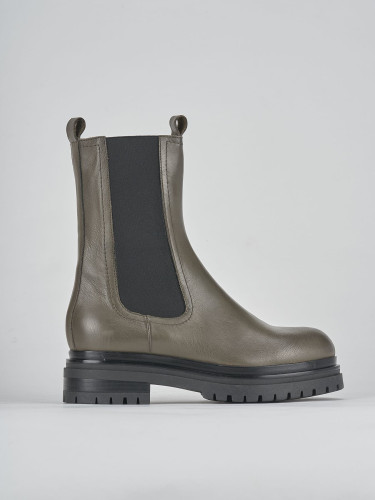 Botines de tacón bajo tacón 2 cm verde cuero