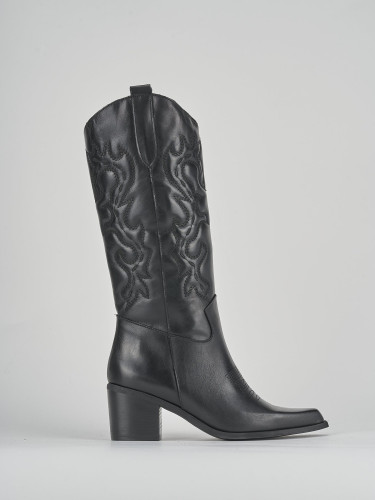 Stivali tacco 5cm pelle nero