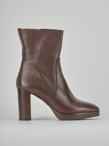 Botines de tacón alto tacón 7 cm marrón oscuro cuero