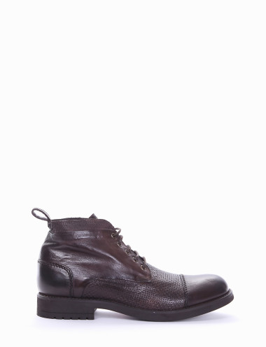 Botines tacón 2 cm marrón oscuro cuero