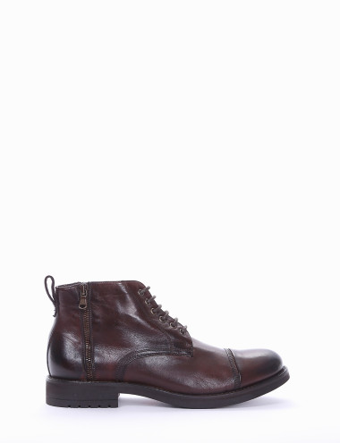 Botines tacón 2 cm marrón oscuro cuero