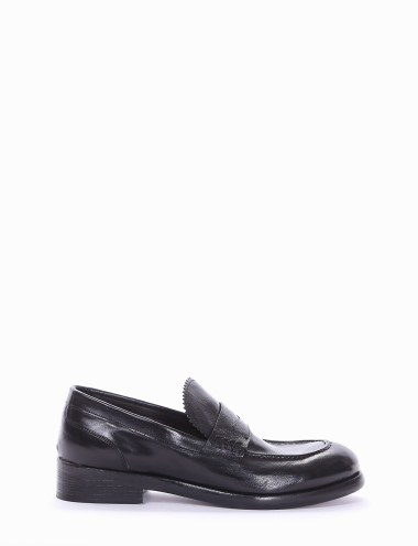 Mocasines tacón 2 cm negro cuero