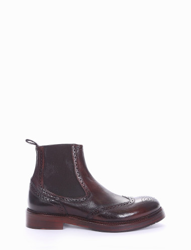 Botines tacón 2 cm marrón oscuro cuero