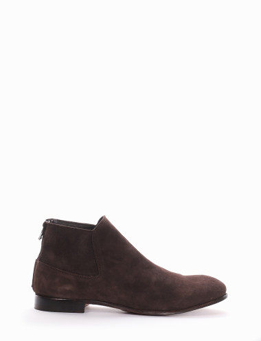 Botines tacón 2 cm marrón oscuro ante