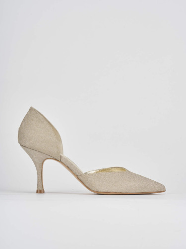 Decoltè tacco 7 cm oro pelle